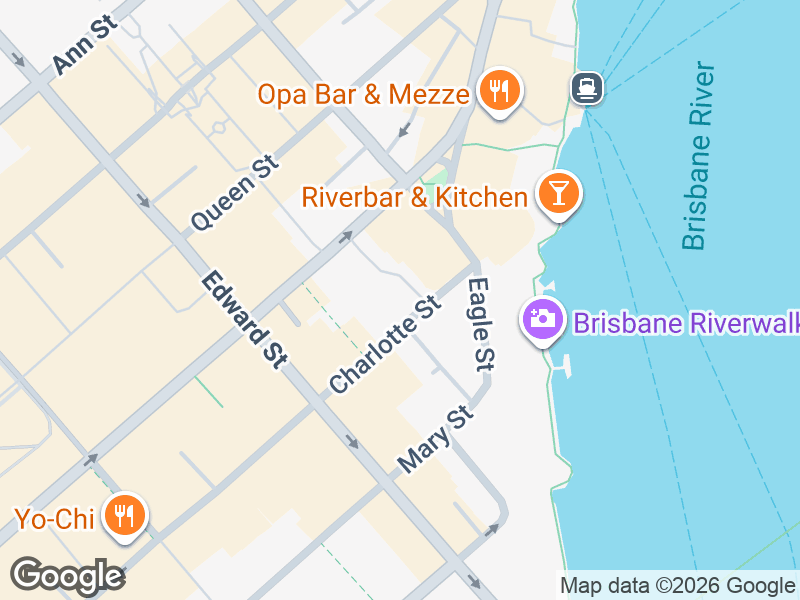 Map showing Momo Chicken and Kangaroo Point
