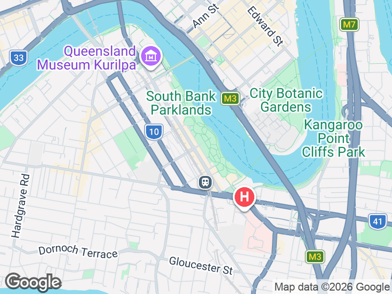 Map showing Momo Chicken and Highgate Hill